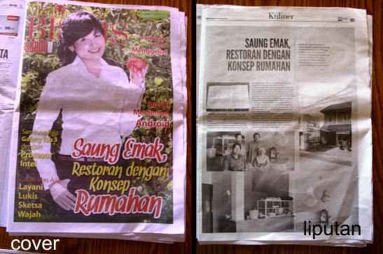 Alhamdulillah, Saung Emak sudah diliput sebuah tabloid di Kota Bogor, tabloid Sunda Urang